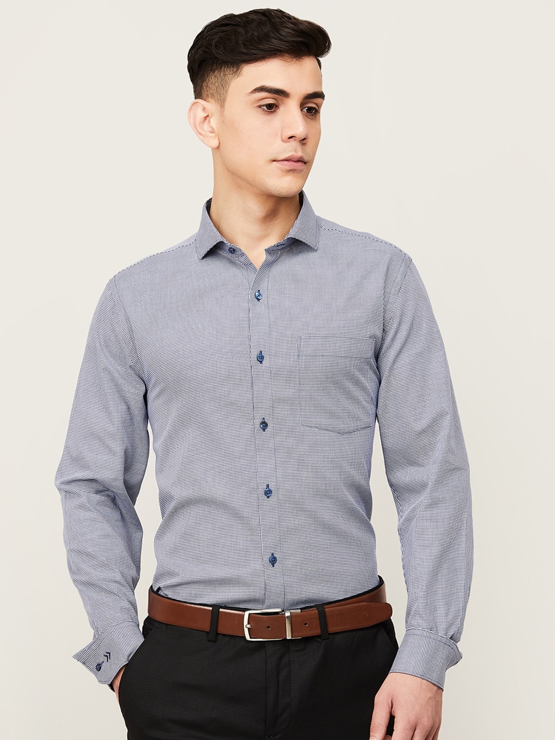 

CODE by Lifestyle Men Navy Blue Slim Fit Casual Shirt