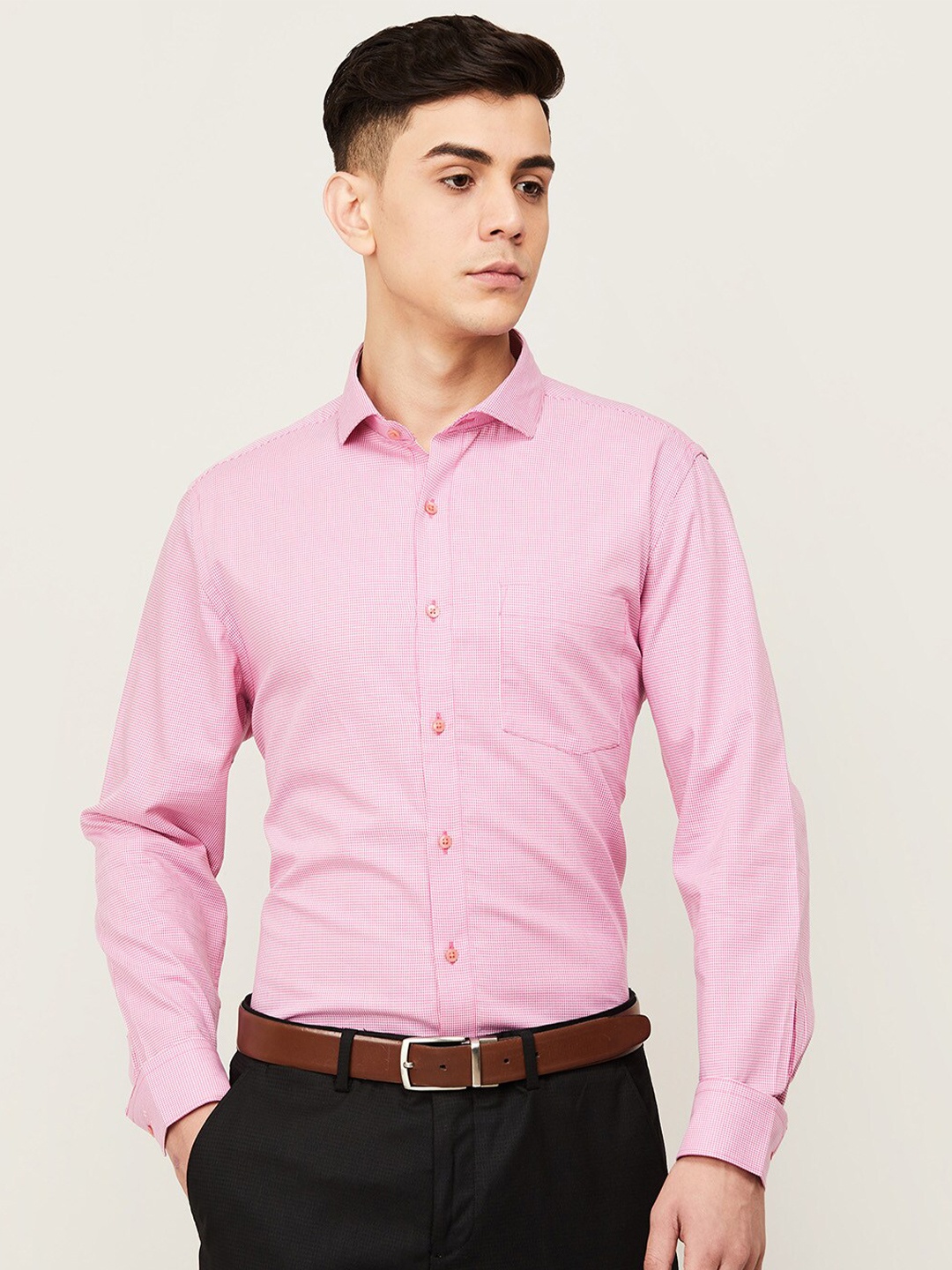 

CODE by Lifestyle Men Pink Printed Slim Fit Cotton Casual Shirt