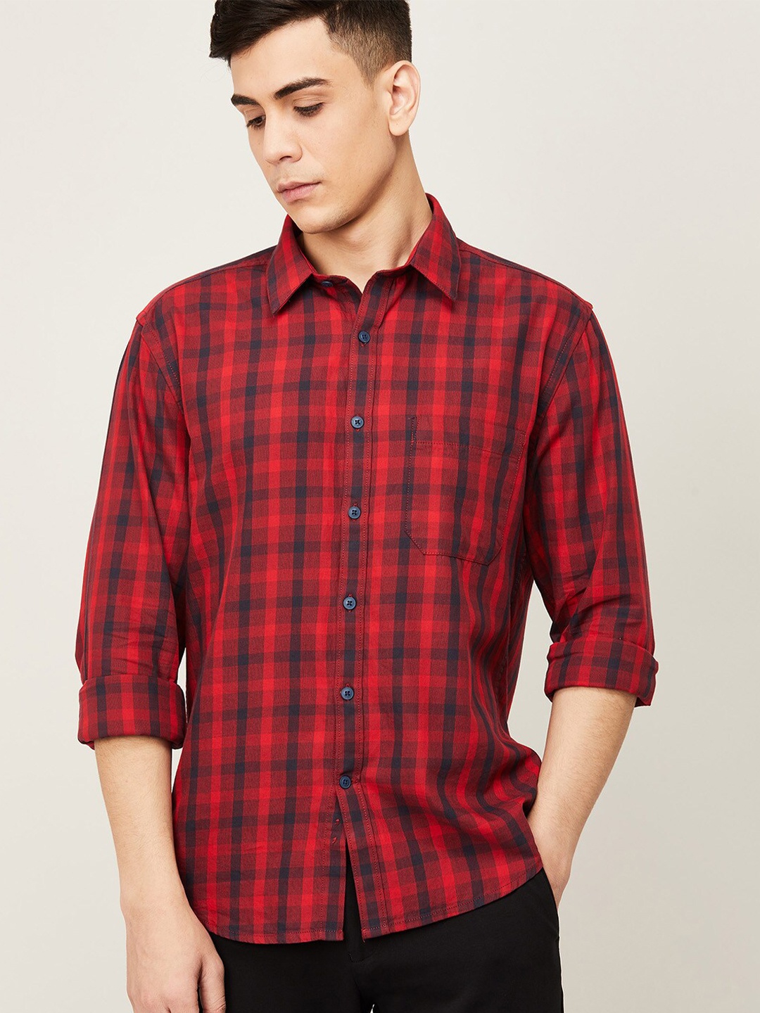 

CODE by Lifestyle Men Red Tartan Checks Checked Casual Shirt