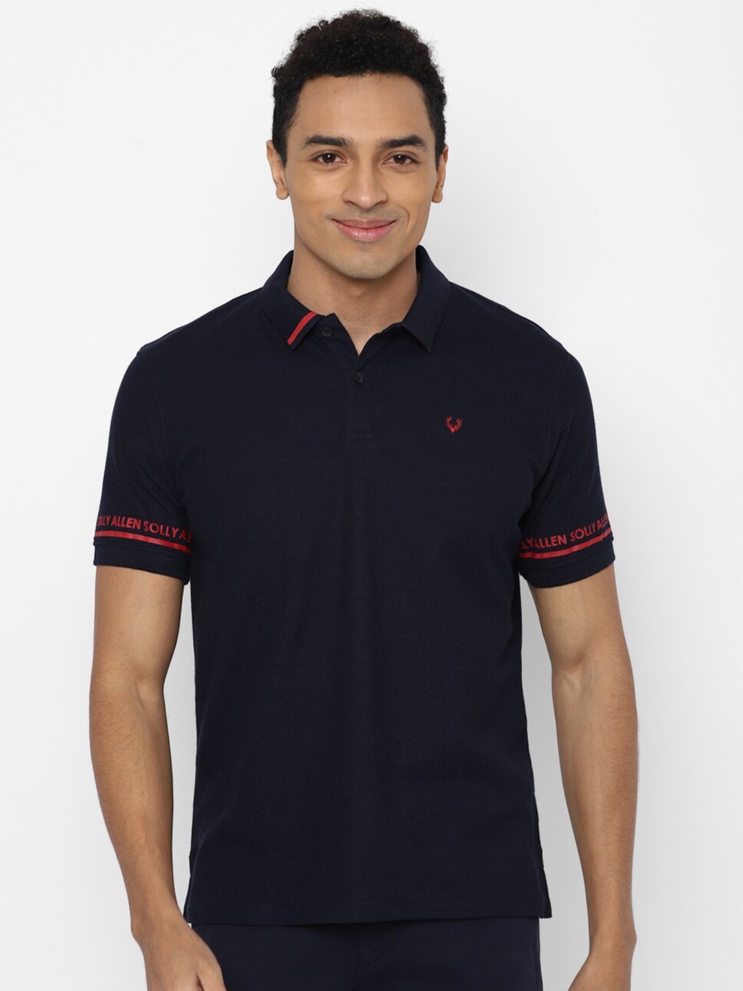 

Allen Solly Men Navy Blue Polo Collar T-shirt