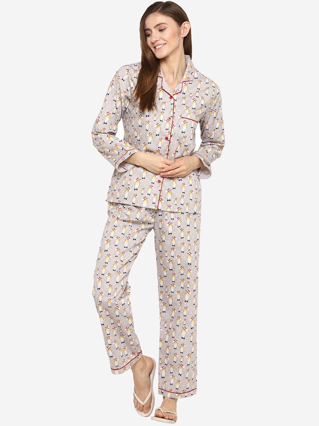 

shopbloom Women Grey Printed Night Suit