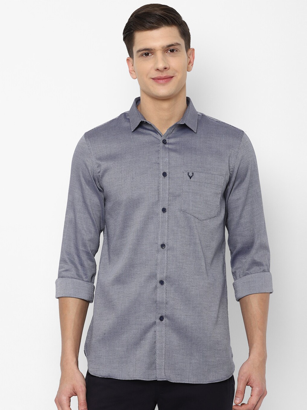 

Allen Solly Men Grey Slim Fit Casual Cotton Shirt
