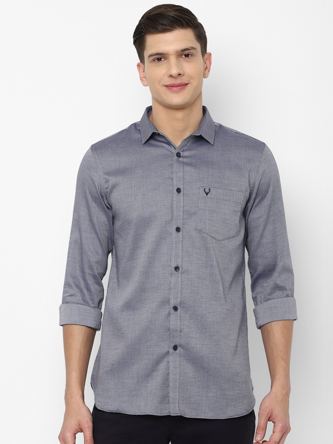 

Allen Solly Men Grey Slim Fit Printed Cotton Casual Shirt