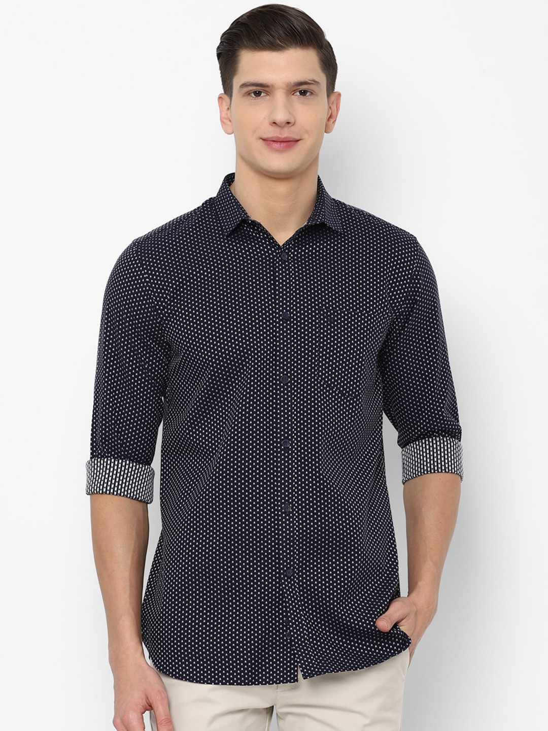 

Allen Solly Men Navy Blue Slim Fit Printed Casual Shirt