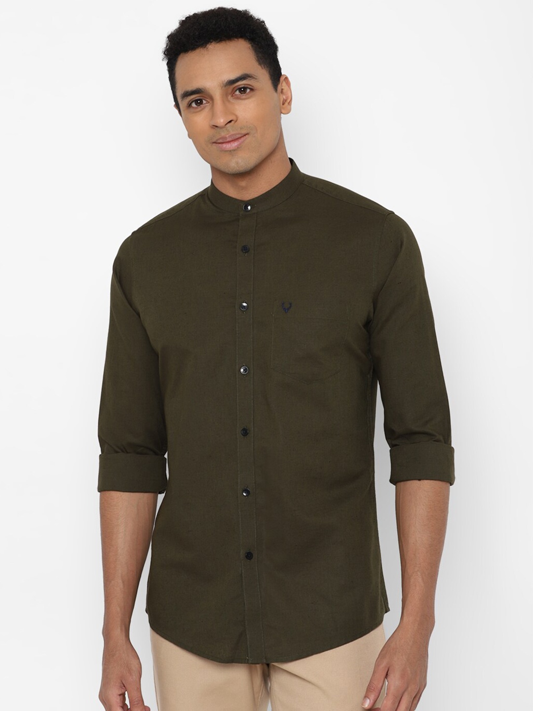 

Allen Solly Men Olive Green Slim Fit Casual Shirt