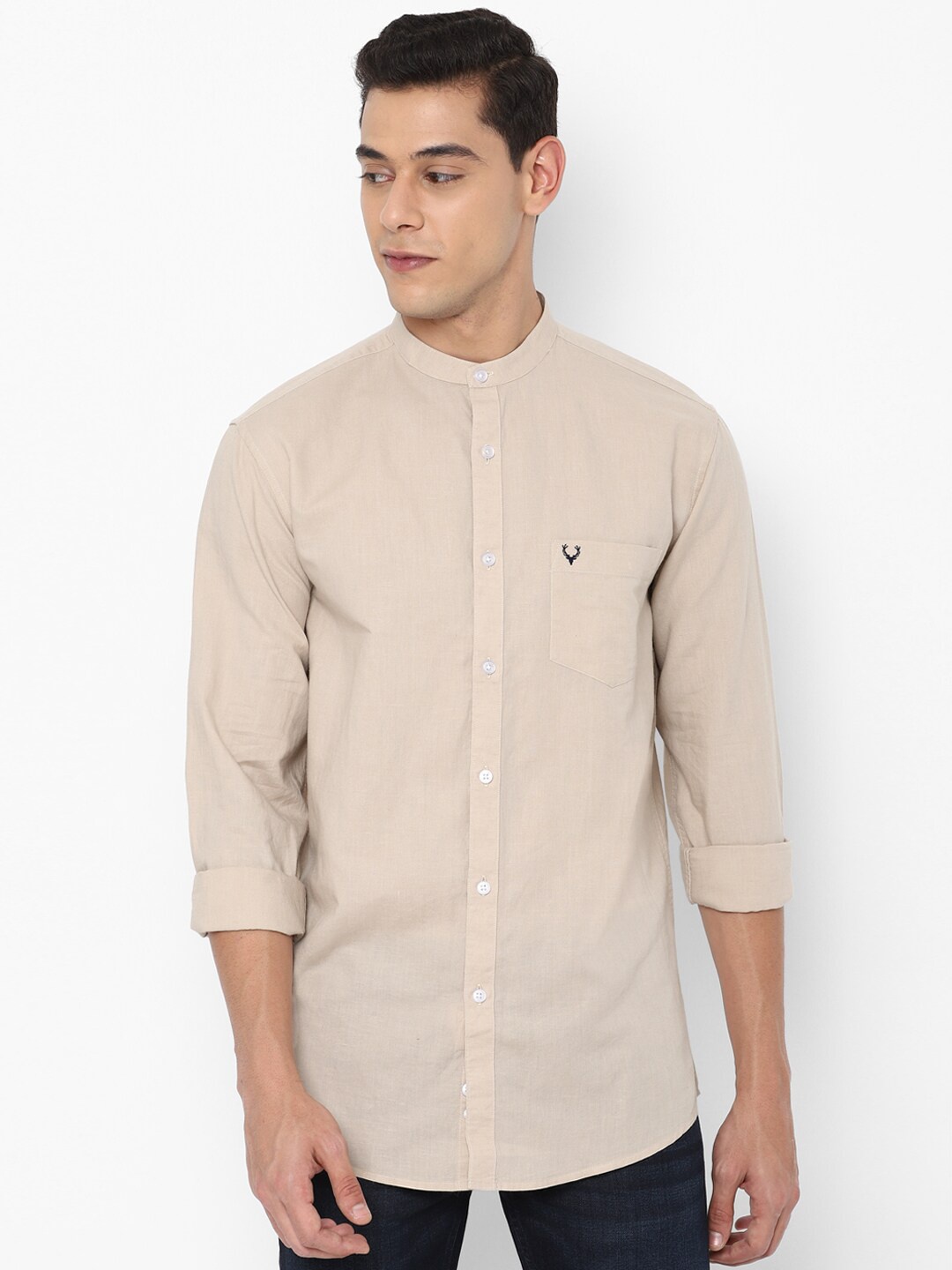 

Allen Solly Men Beige Slim Fit Cotton Linen Casual Shirt