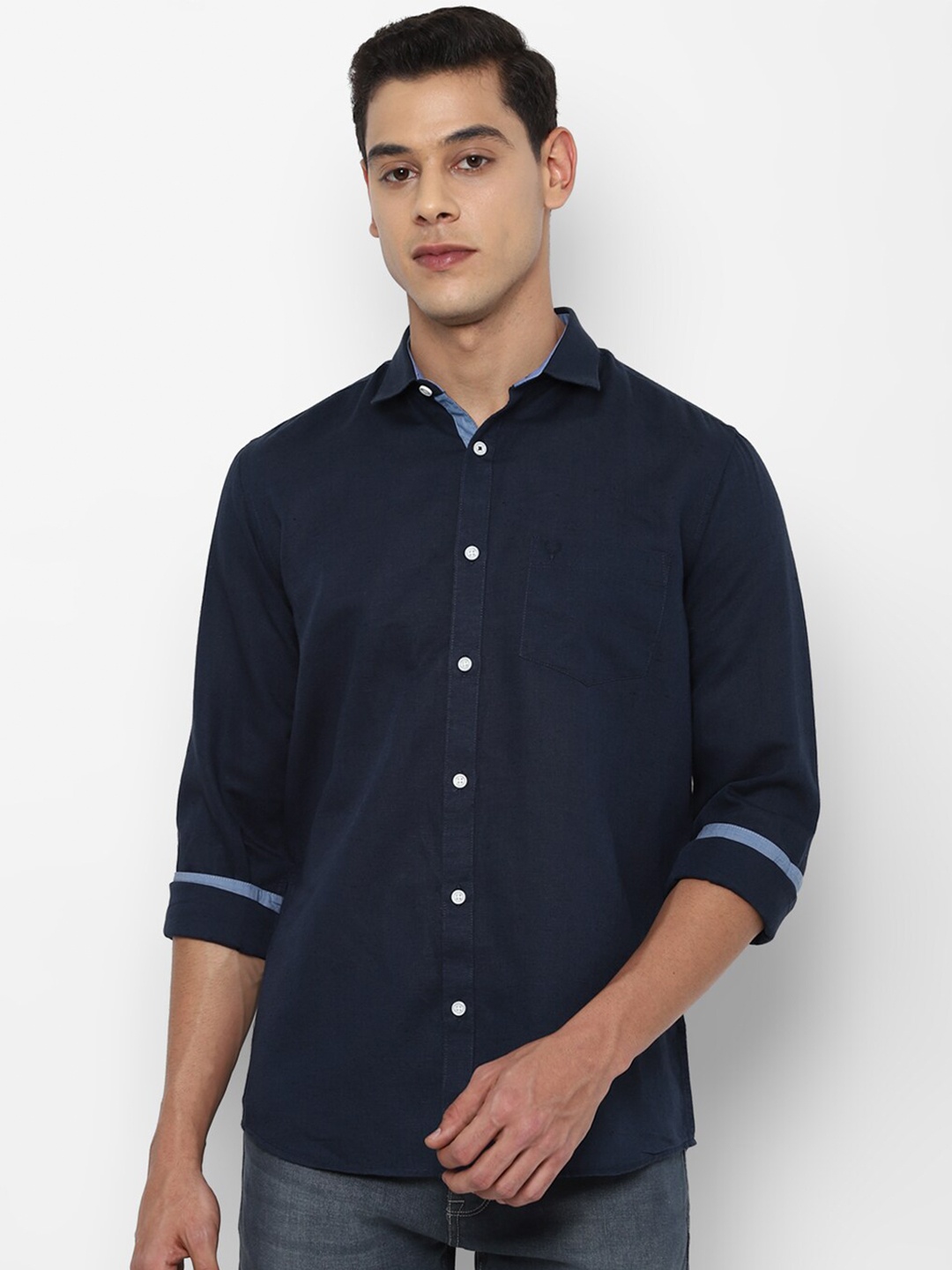 

Allen Solly Men Navy Blue Slim Fit Casual Shirt