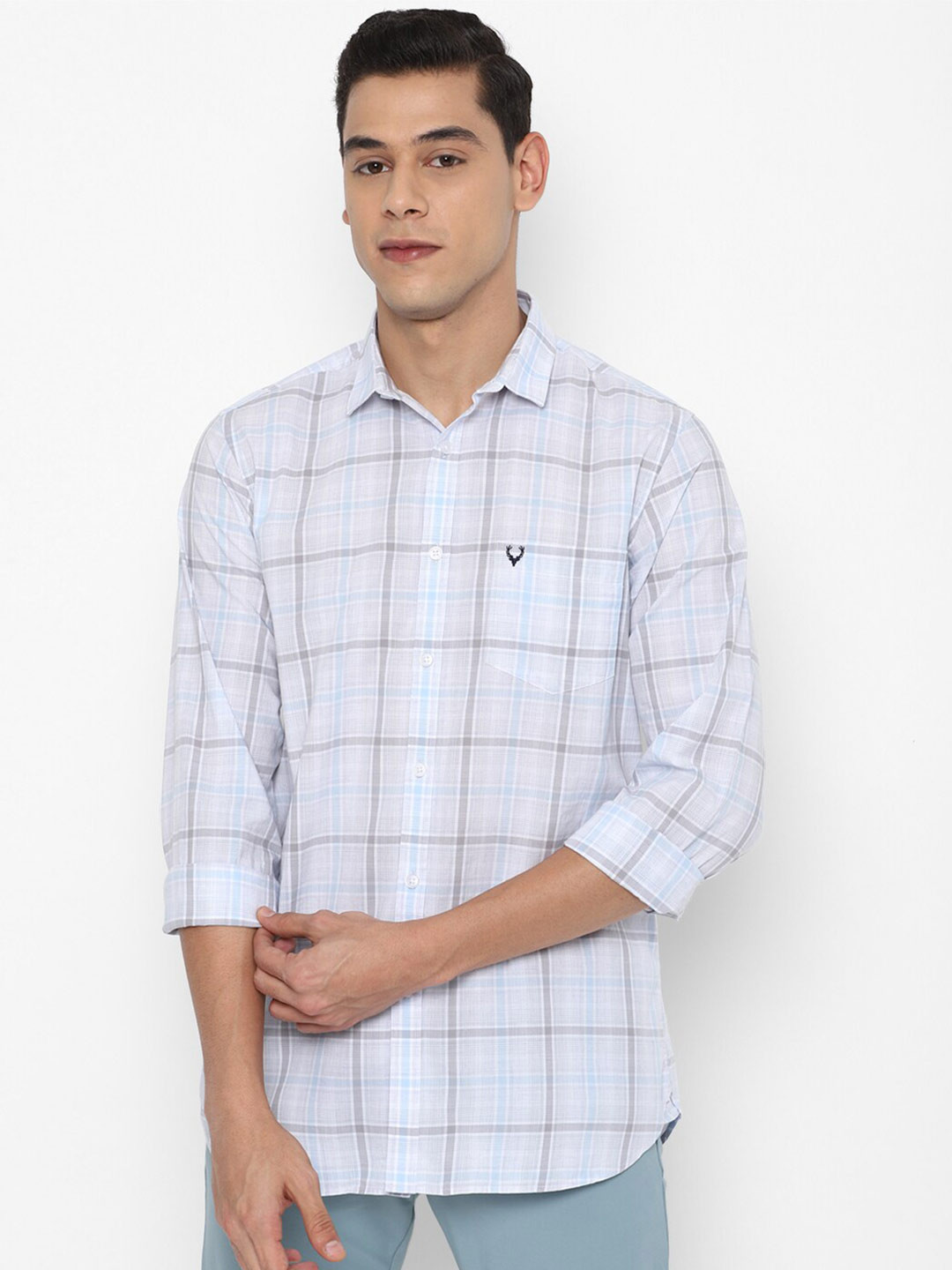 

Allen Solly Men Blue Slim Fit Tartan Checks Checked Casual Shirt