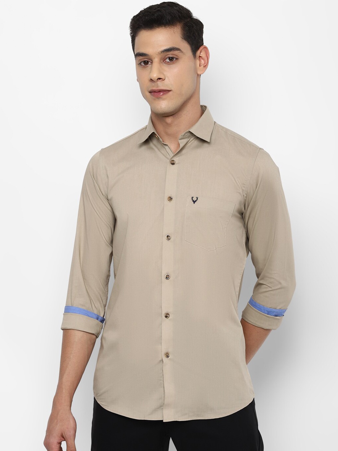 

Allen Solly Men Beige Slim Fit Pure Cotton Casual Shirt