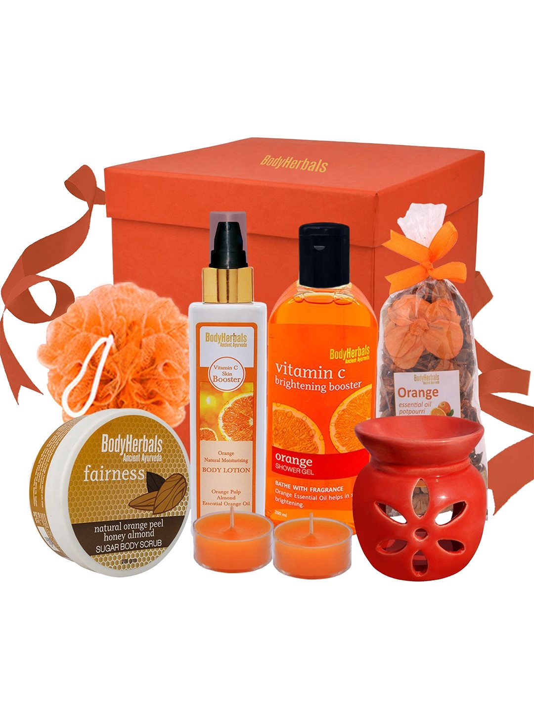 

BodyHerbals 7 Pcs Bath & Body Spa Gift Hamper Energising Orange Essentials