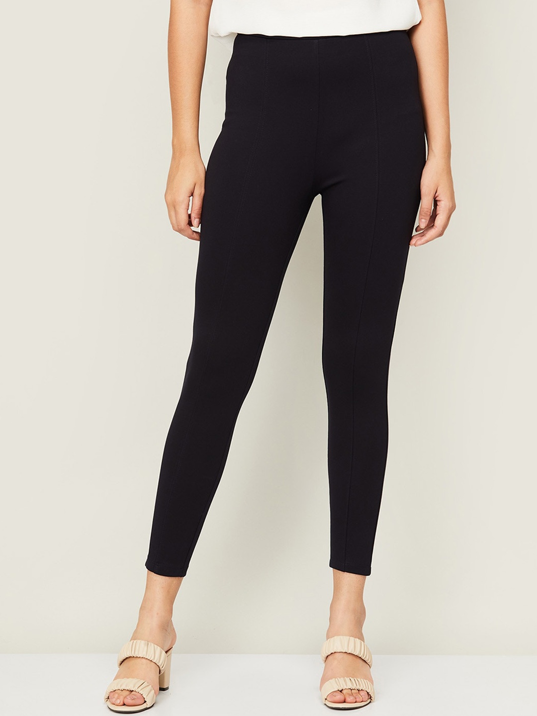 

CODE by Lifestyle Women Navy Blue High-Rise Trousers