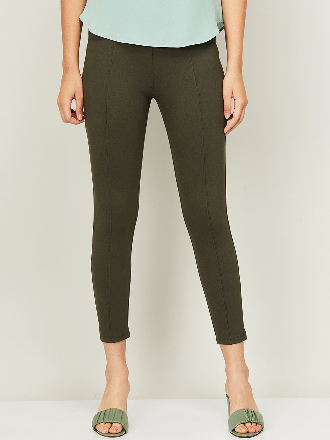 

CODE by Lifestyle Women Olive Green High-Rise Trousers