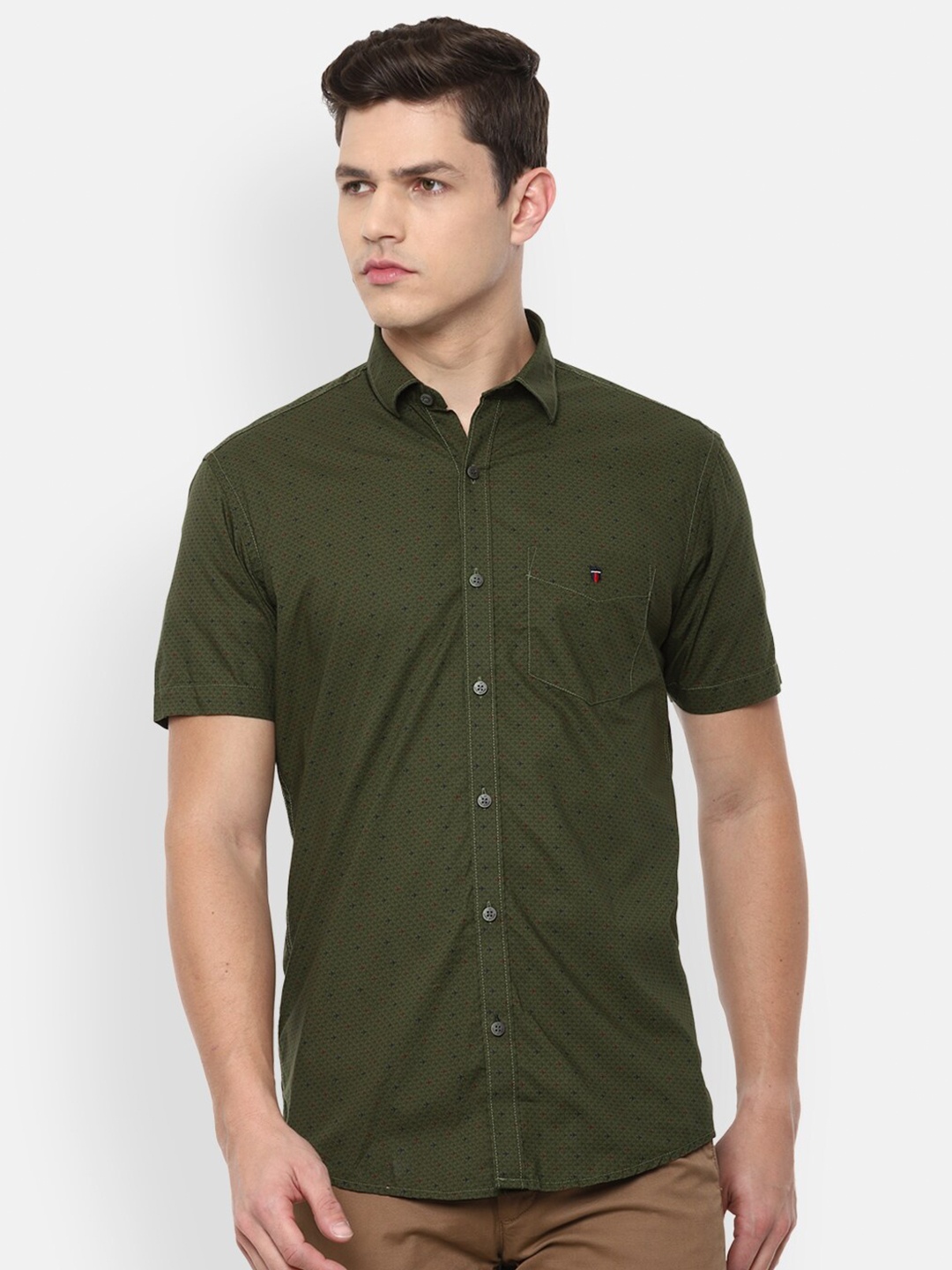 

Louis Philippe Sport Men Olive Green Slim Fit Casual Cotton Shirt