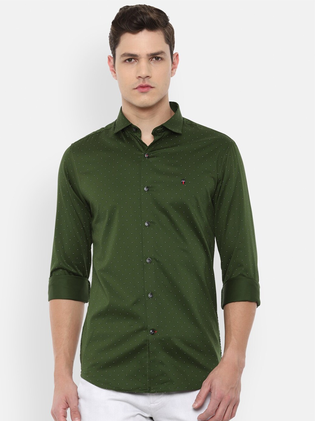 

Louis Philippe Sport Men Olive Green Slim Fit Printed Casual Shirt