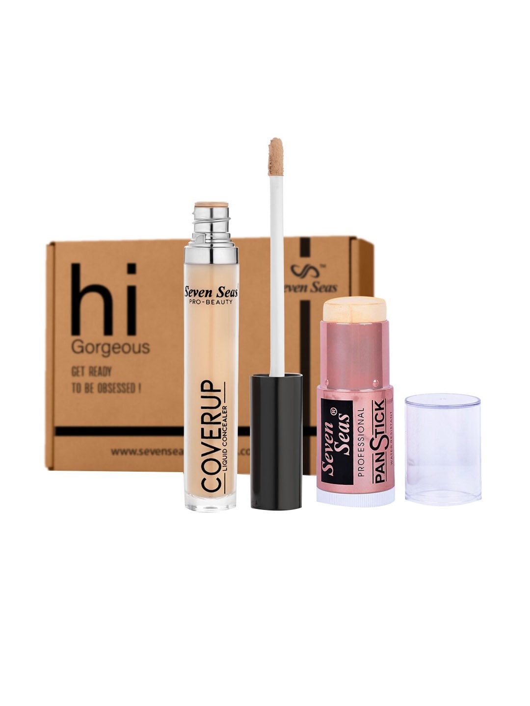 

Seven Seas Set of Professional Panstick Foundation & Liquid Concealer for Fair Skin Tone, Beige