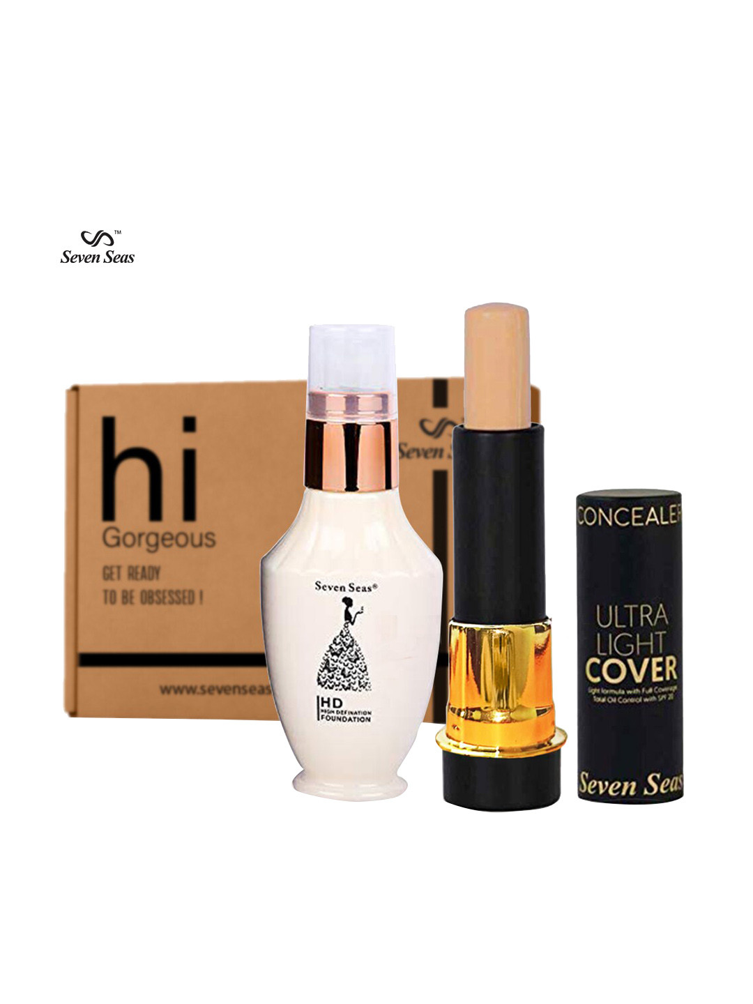 

Seven Seas Set of Ultra Light Cover Concealer & HD Foundation for Fair Skin Tone, Beige