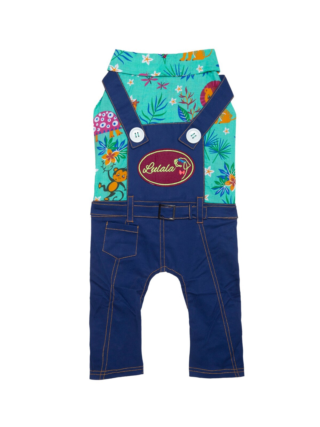 

Lulala Green Printed Four-Legged Pure Cotton Denim Dog Dresses