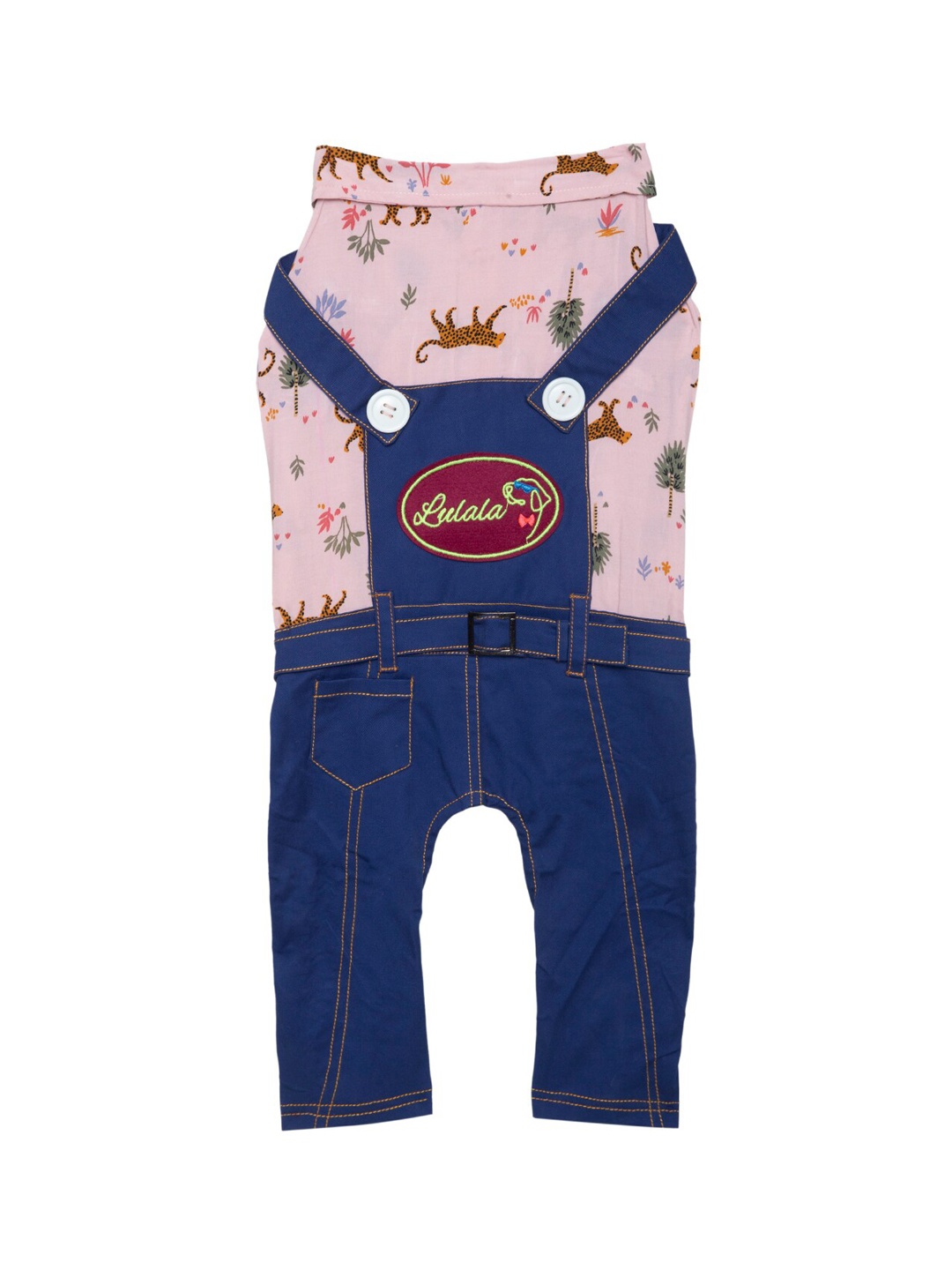 

Lulala Purple & Pink Printed Four-Legged Pure Cotton Denim Dog Dresses