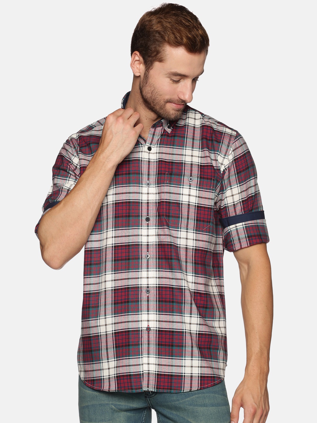 

DON VINO Men Brown Relaxed Tartan Checks Checked Casual Shirt