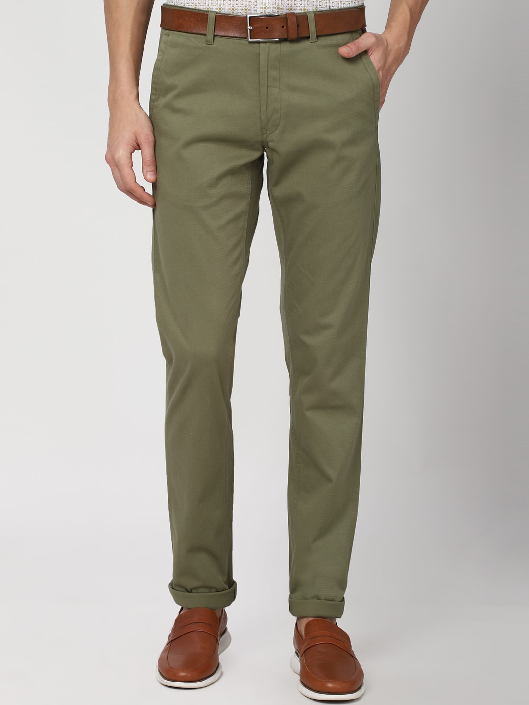 

Van Heusen Sport Men Olive Green Slim Fit Trousers