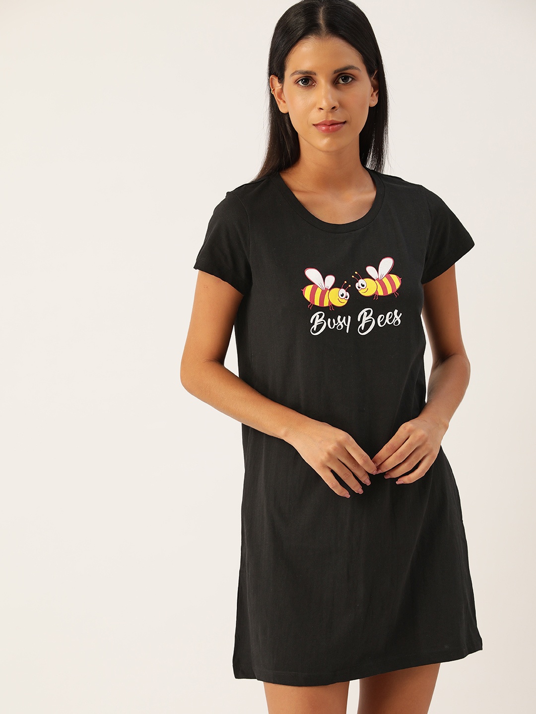 

ETC Women Black Printed Nightdress