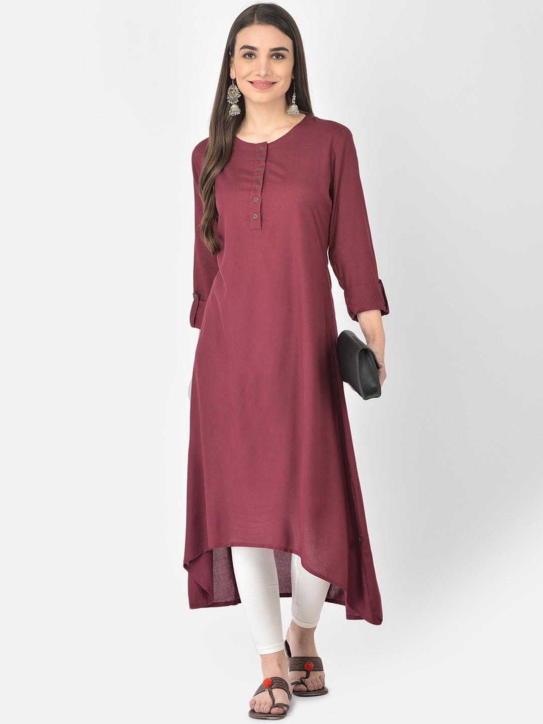 

Pistaa Women Wine Magenta A-line Kurta