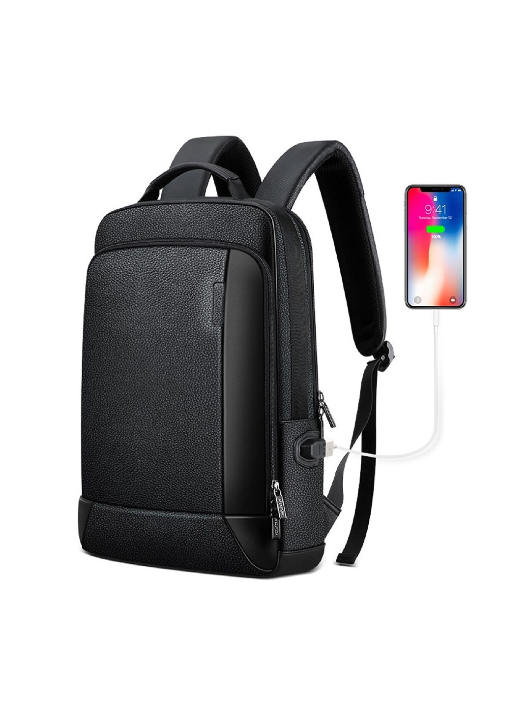 

CONTACTS Unisex Black Laptop Bag with USB Charging Port