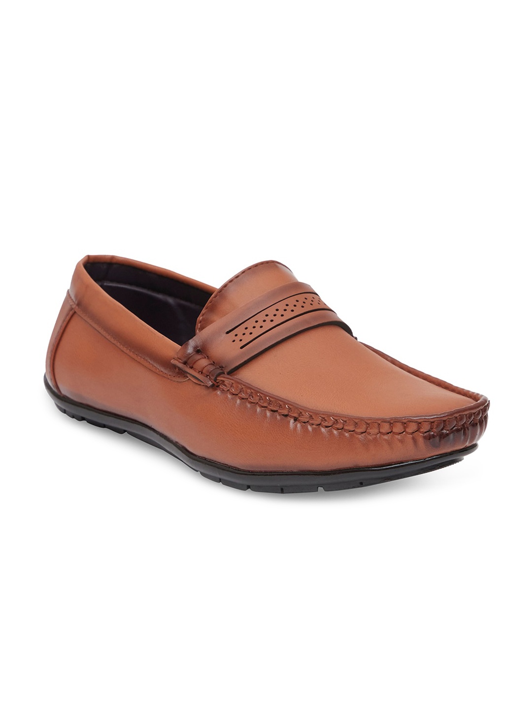 

WELBAWT Men Tan Brown Penny Loafers