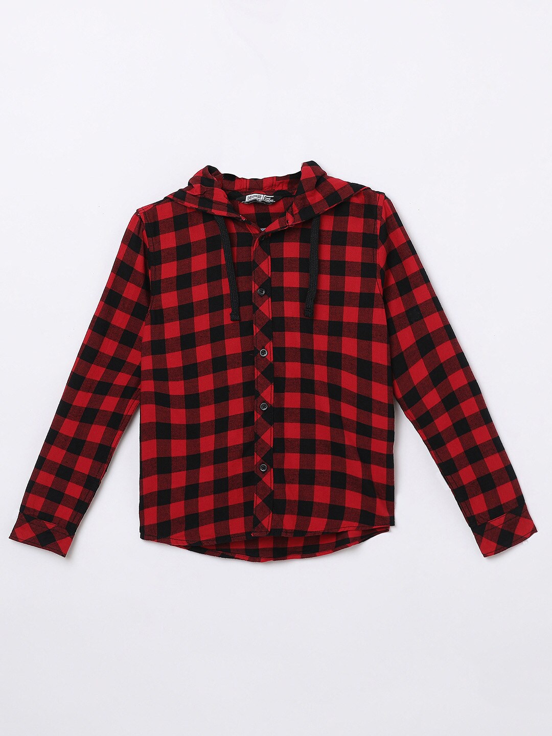 

Fame Forever by Lifestyle Boys Red Buffalo Checks Cotton Hooded Casual Shirt