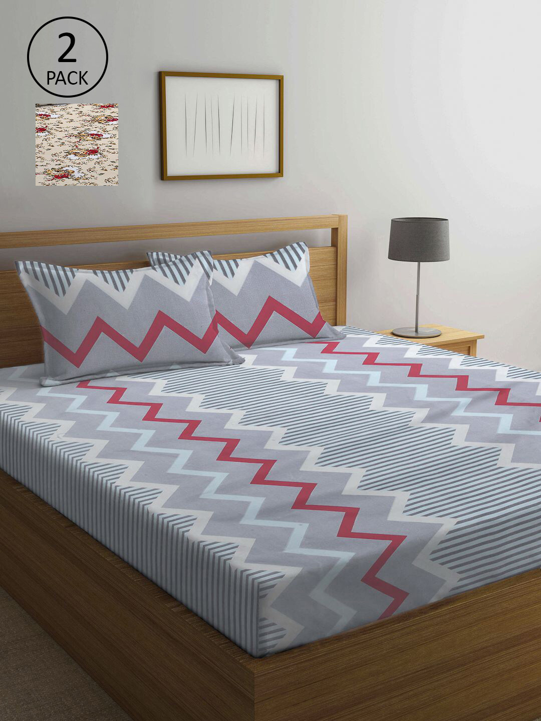 

KLOTTHE Set of 2 Multi 210TC Double Bedsheet with 4 Pillow Covers