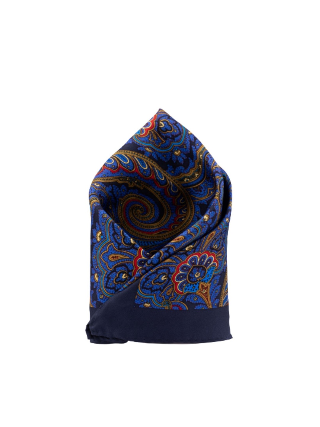 

The Tie Hub Men Blue & Yellow Paisley Printed Silk Pocket Square