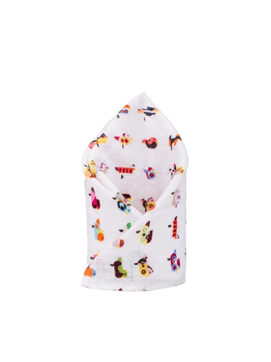 

The Tie Hub Men White & Yellow Printed Linen Pocket Squares
