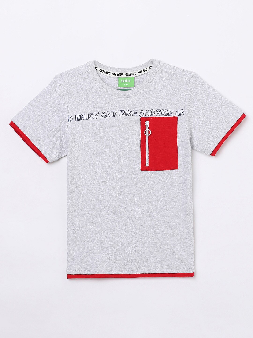 

Bossini Boys White & Red Printed T-shirt