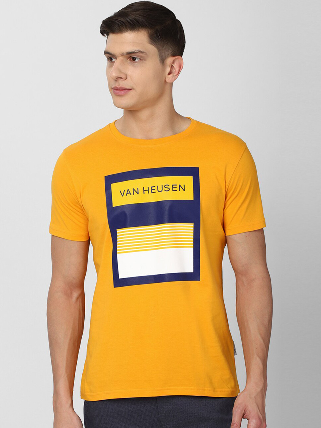 

Van Heusen Sport Men Yellow Typography Printed Regular Fit Cotton T-shirt