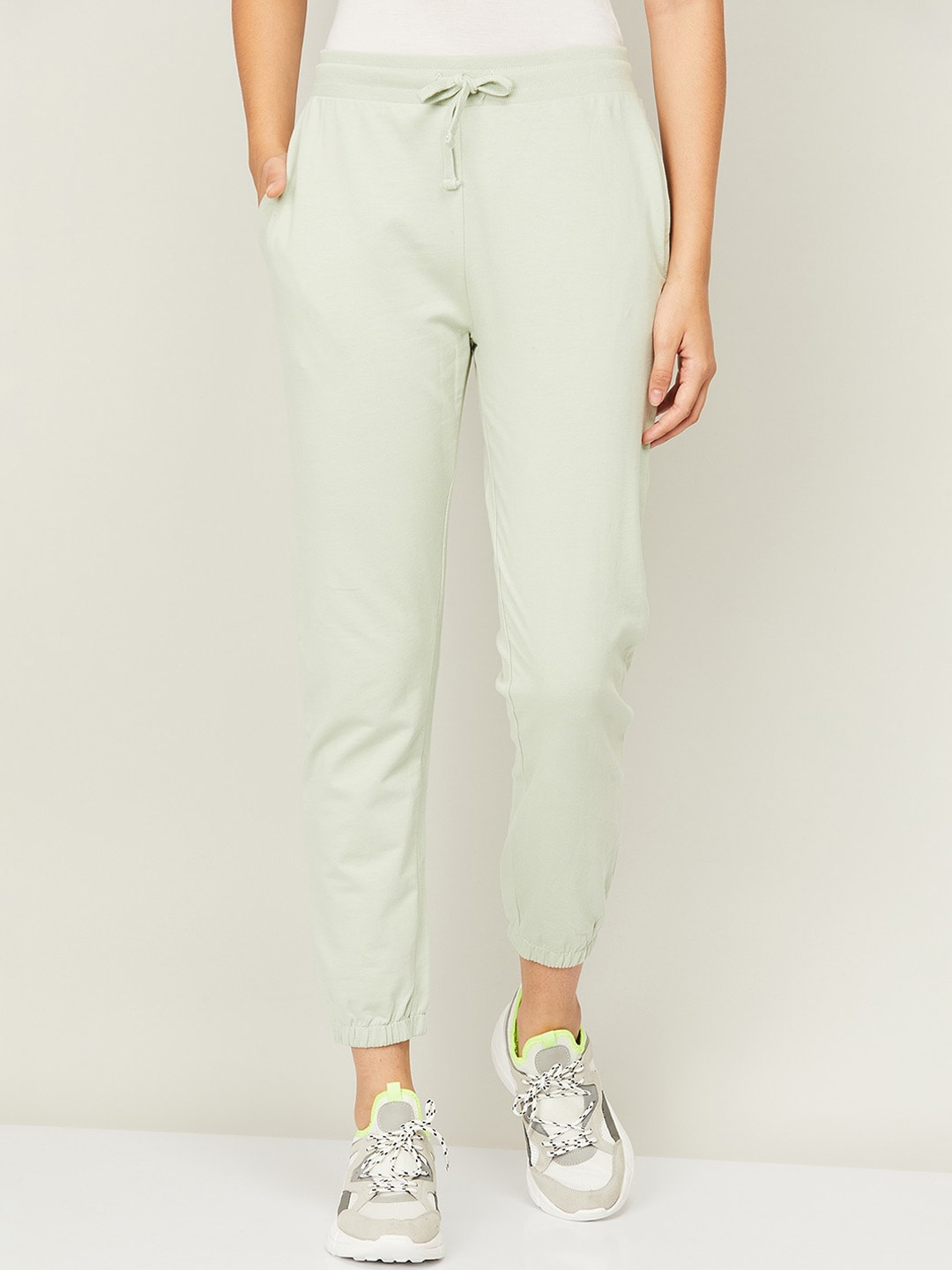 

Fame Forever by Lifestyle Women Sage Green Solid Cotton Joggers