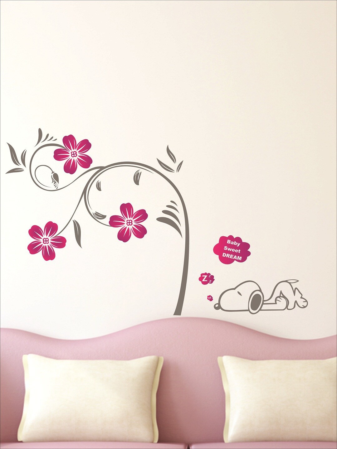 

WALLSTICK Pink & Grey Vinyl Large Wall Sticker