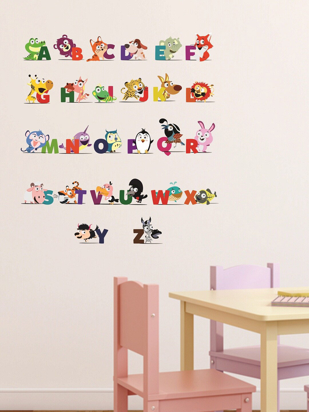 

WALLSTICK Alphabets & Animals Wall sticker, Multi