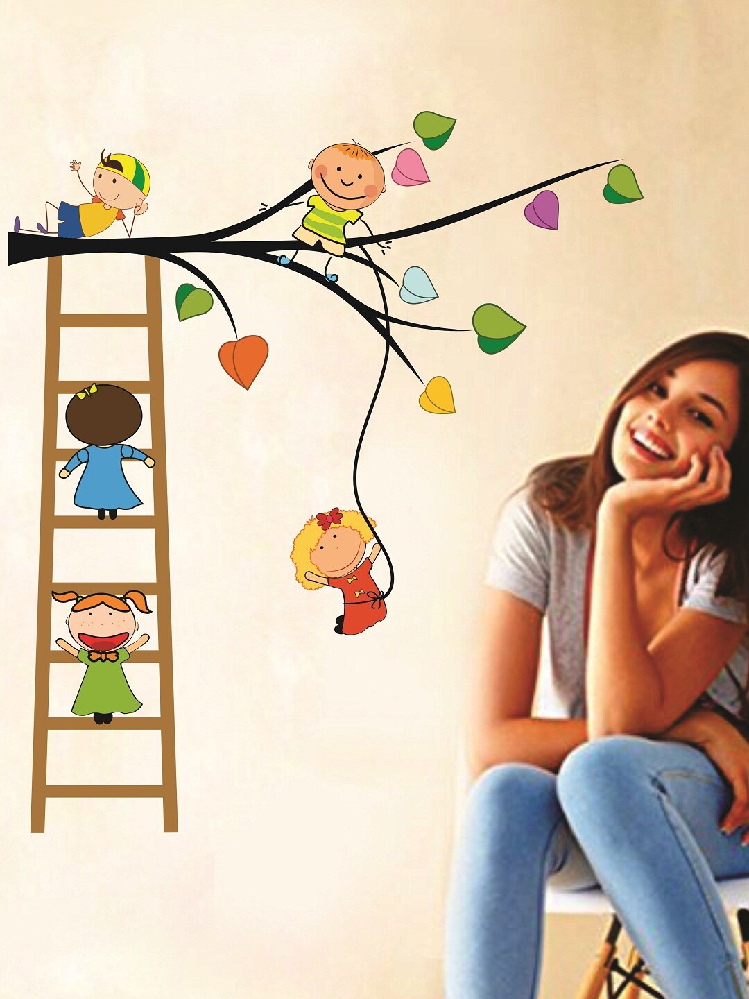 

WALLSTICK Black & Green Printed Wall Sticker