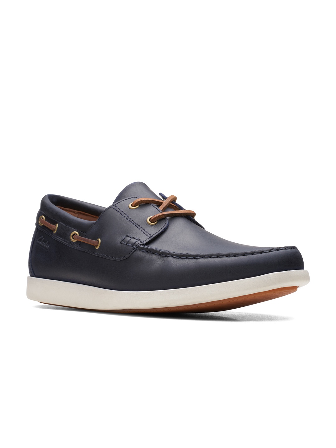 

Clarks Men Navy Blue Leather Boat Shoes