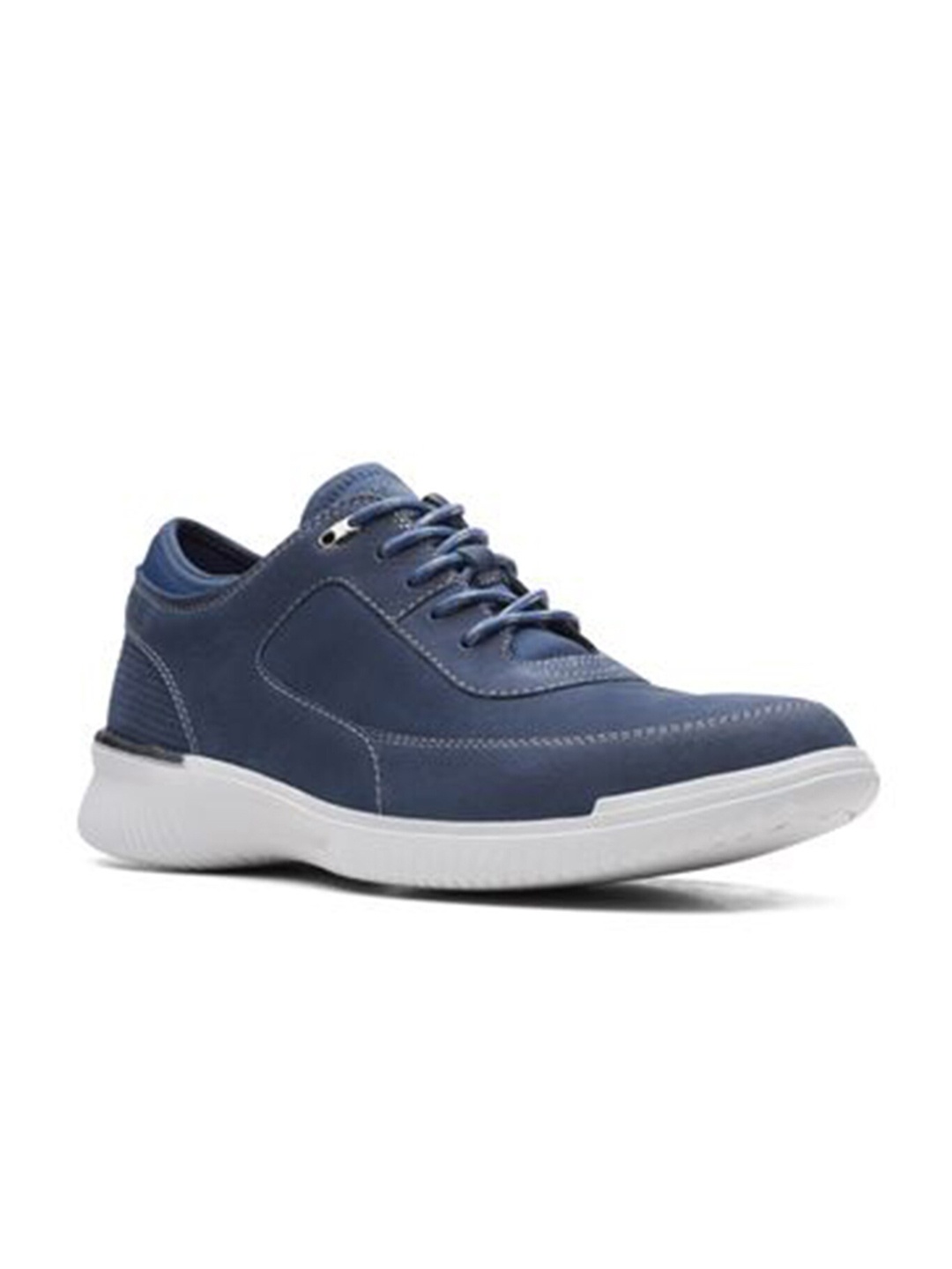 

Clarks Men Blue Solid Leather Oxfords Shoes