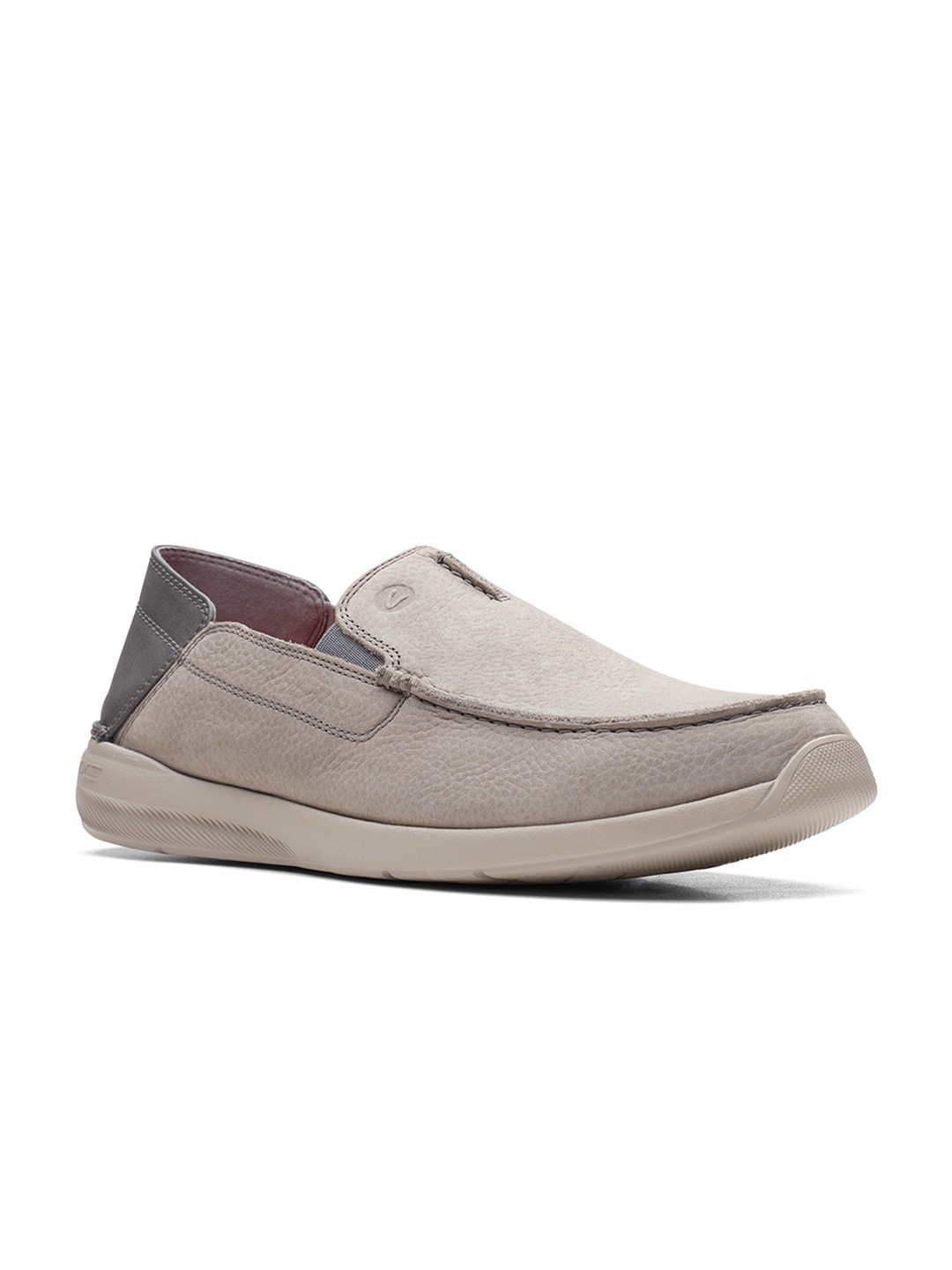 

Clarks Men Grey Perforations Nubuck Slip-On Sneakers