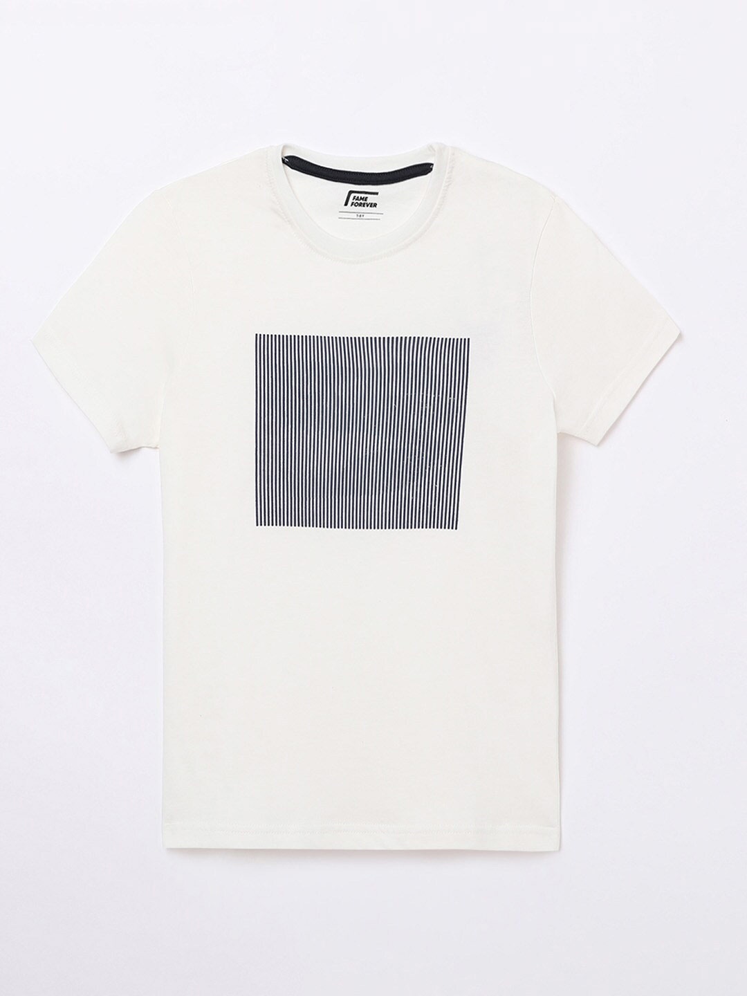 

Fame Forever by Lifestyle Boys White Striped Pure Cotton T-shirt