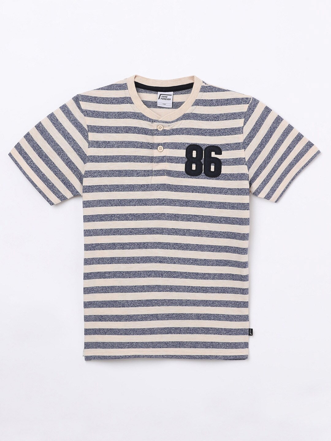

Fame Forever by Lifestyle Boys Grey Striped Henley Neck T-shirt