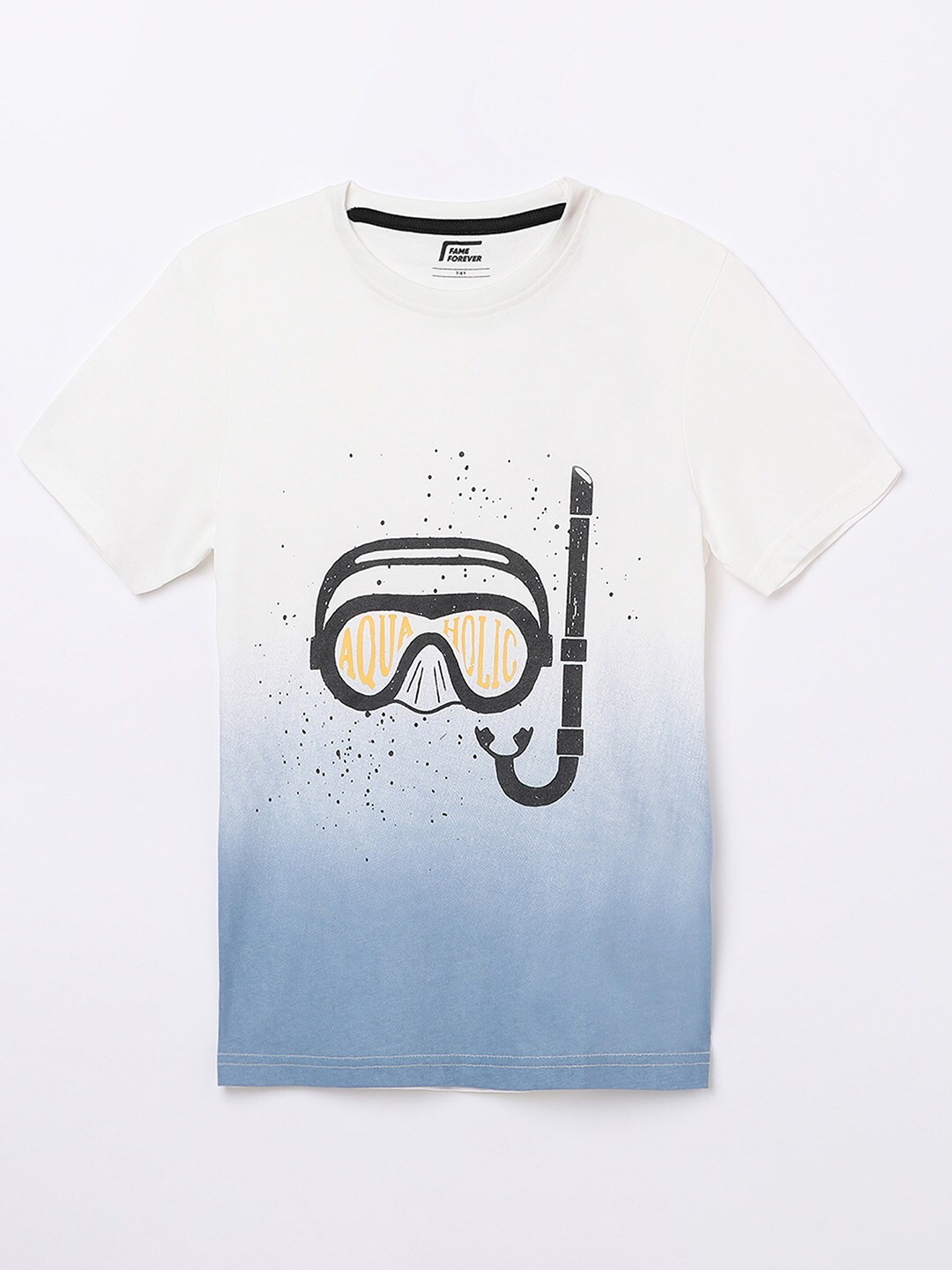 

Fame Forever by Lifestyle Boys White Printed Regular Fit Pure Cotton T-shirt
