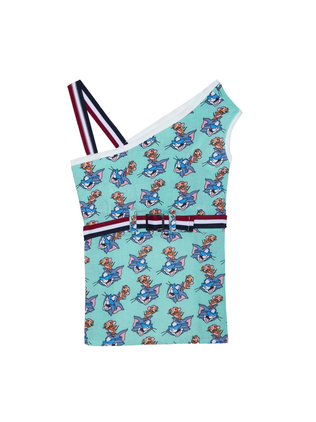 

Lulala Sea Green & Blue Tom and Jerry Printed Pure Cotton Dog Dress