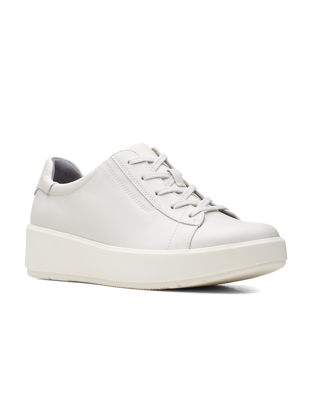 

Clarks Women White Woven Design Leather Sneakers
