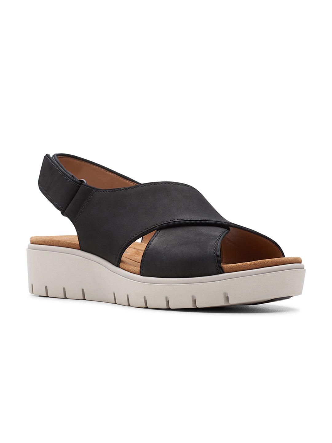 

Clarks Peep Toes Nubuck Flatform Heels, Black