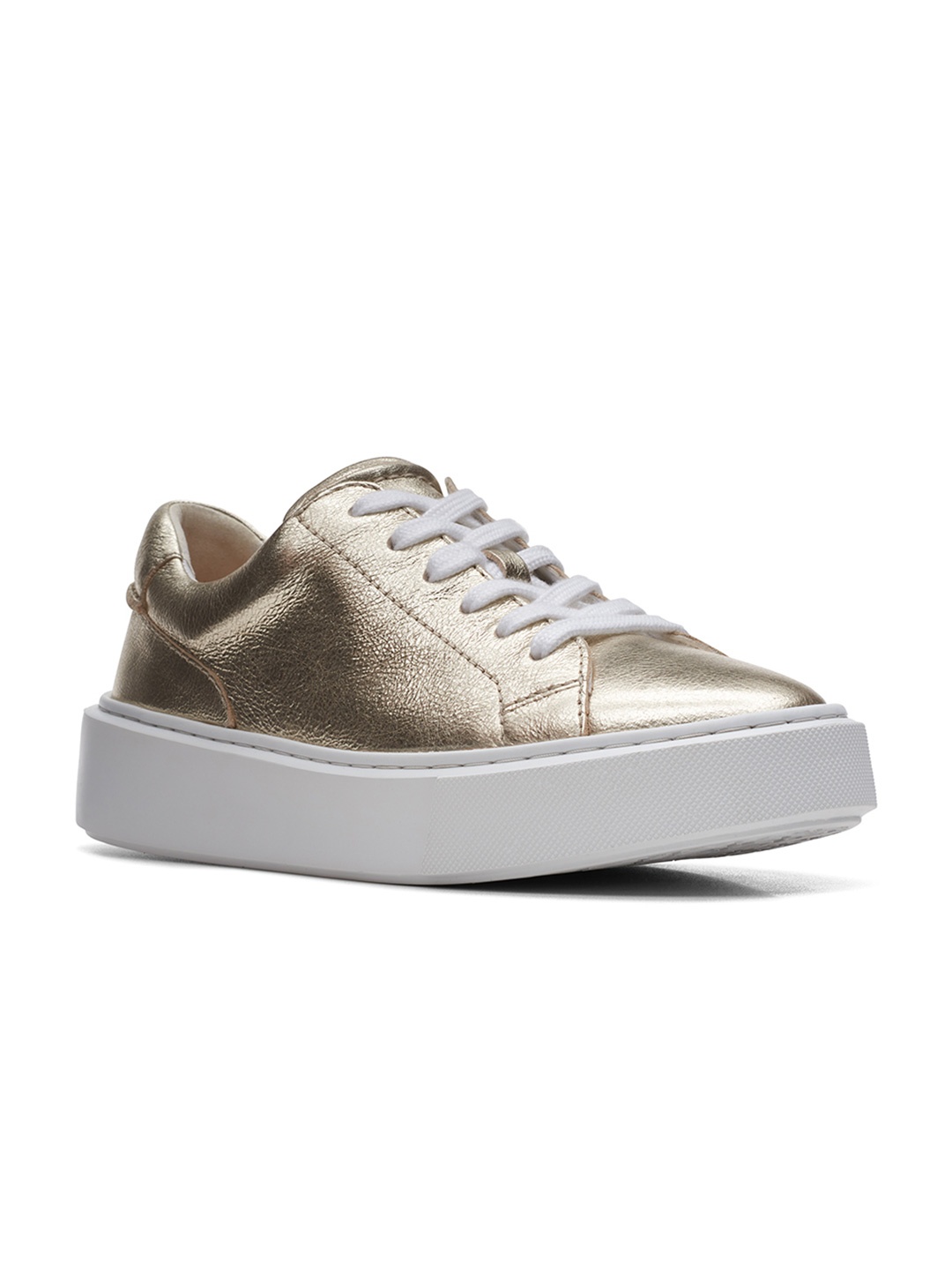 

Clarks Women Beige Embellished Leather Sneakers