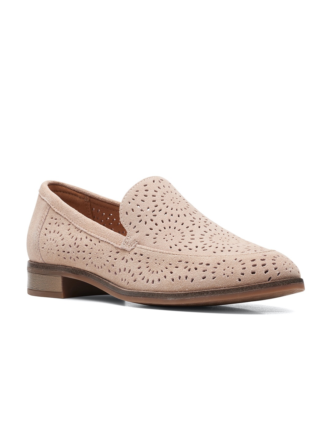 

Clarks Women Beige Woven Design Suede Slip-On Sneakers