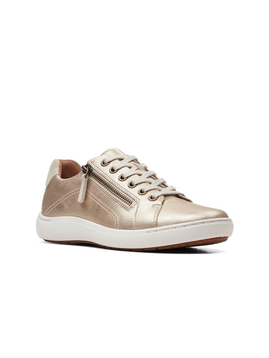 

Clarks Women Beige Leather Sneakers